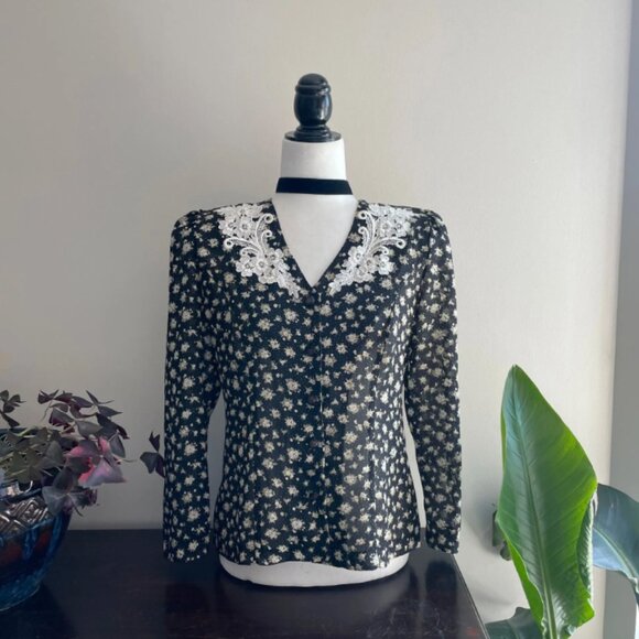 90s Jeremy Scott Buttoned Whimsigoth Floral Blouse - Picture 7 of 7